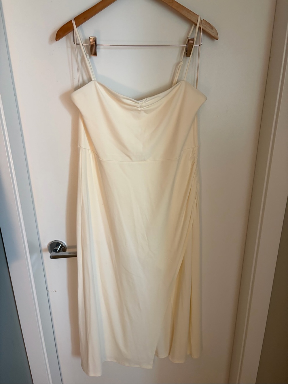 Wildrid Women's Cream Slip Dress with Spaghetti Straps